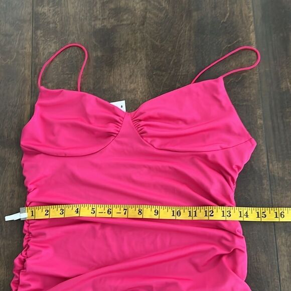 NWT Spaghetti Straps Bodycon Ruffle Hem Ruched Party , Cocktail Mini Dress - Picture 10 of 11